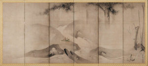 Kaihō Yūshō - Pine and Plum by Moonlight, Momoyama period (1573-1615)