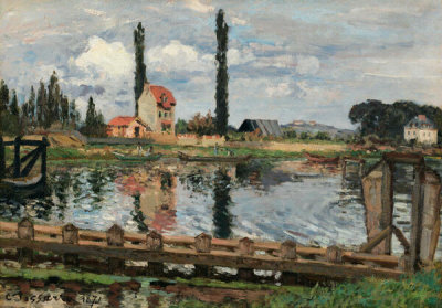 Camille Pissarro - Waterworks of the Marly Machine at Bougival (Au bord de la Seine à Port Marly), 1871