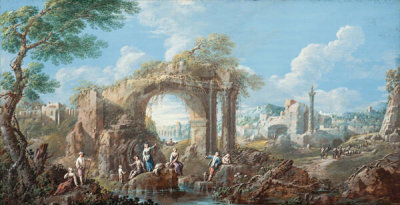 Maria Luigia Raggi - Capriccio of the Roman Campagna with Column, 1780s-1790s