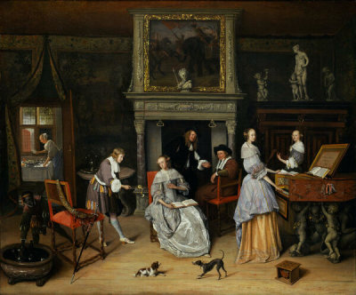 Jan Steen - Fantasy Interior with Jan Steen and the Family of Gerrit Schouten, ca. 1659-1660